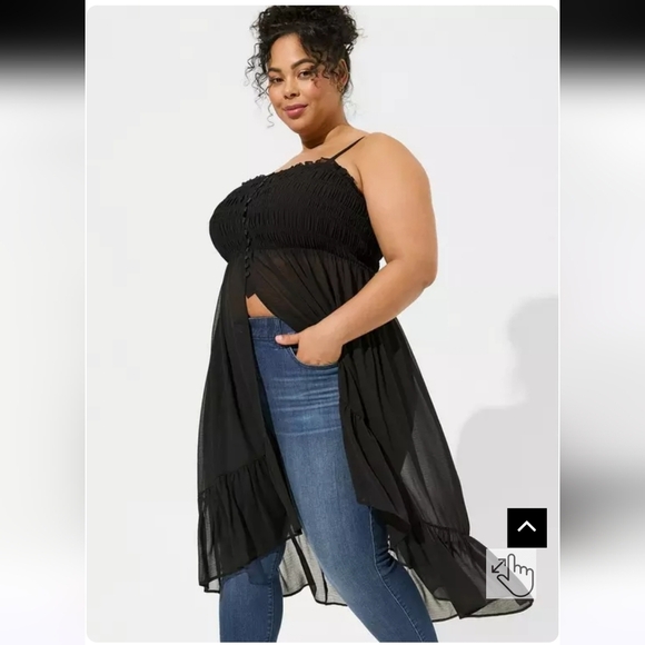 Nwot TORRID 2X Chiffon Button Up Sleeveless Tunic - Picture 2 of 5